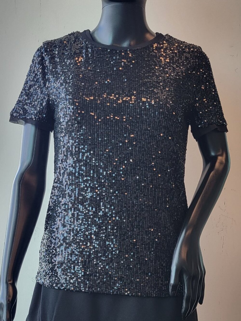 Anne Klein Women's Short Sleeve Sequin Knit Shirt